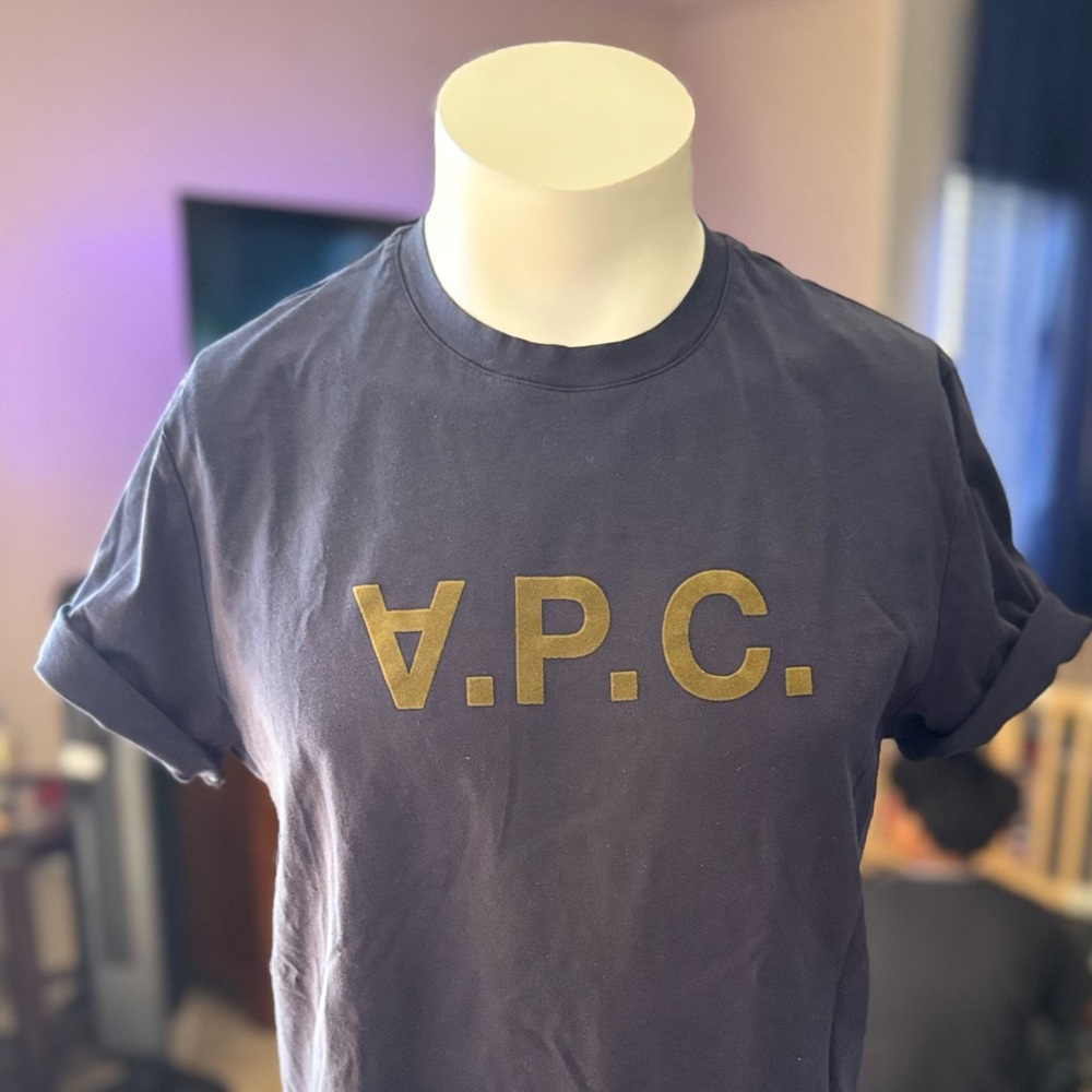 A.P.C. Black Tee with Gold Logo